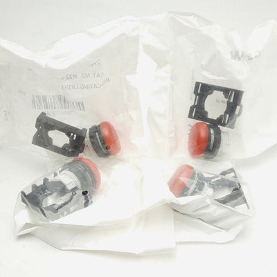 New Lot of 4 Eaton M22-L-R , 22.5mm Modular Flush Indicator Pilot Light, Red