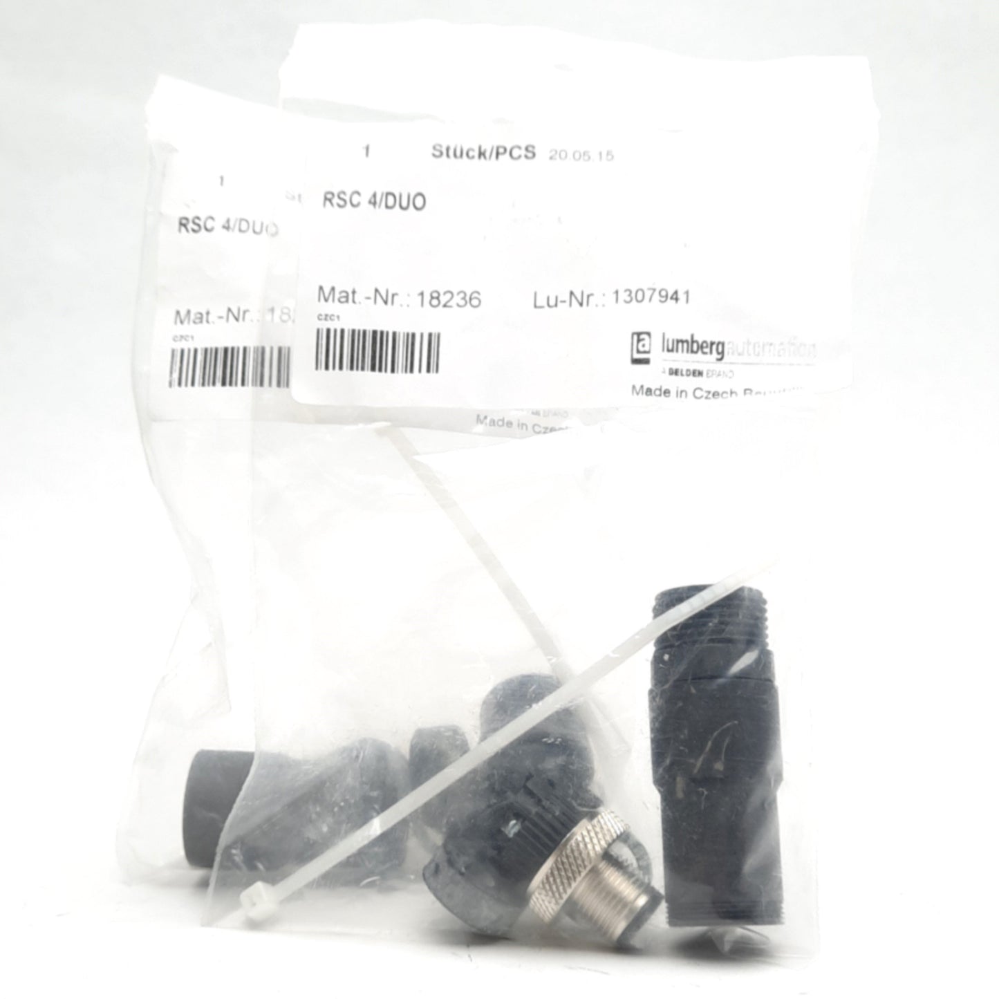 New Lot of 2 Lumberg RSC 4/DUO M12 Field Connector M12 4-Pin (F) to Screw Terminals