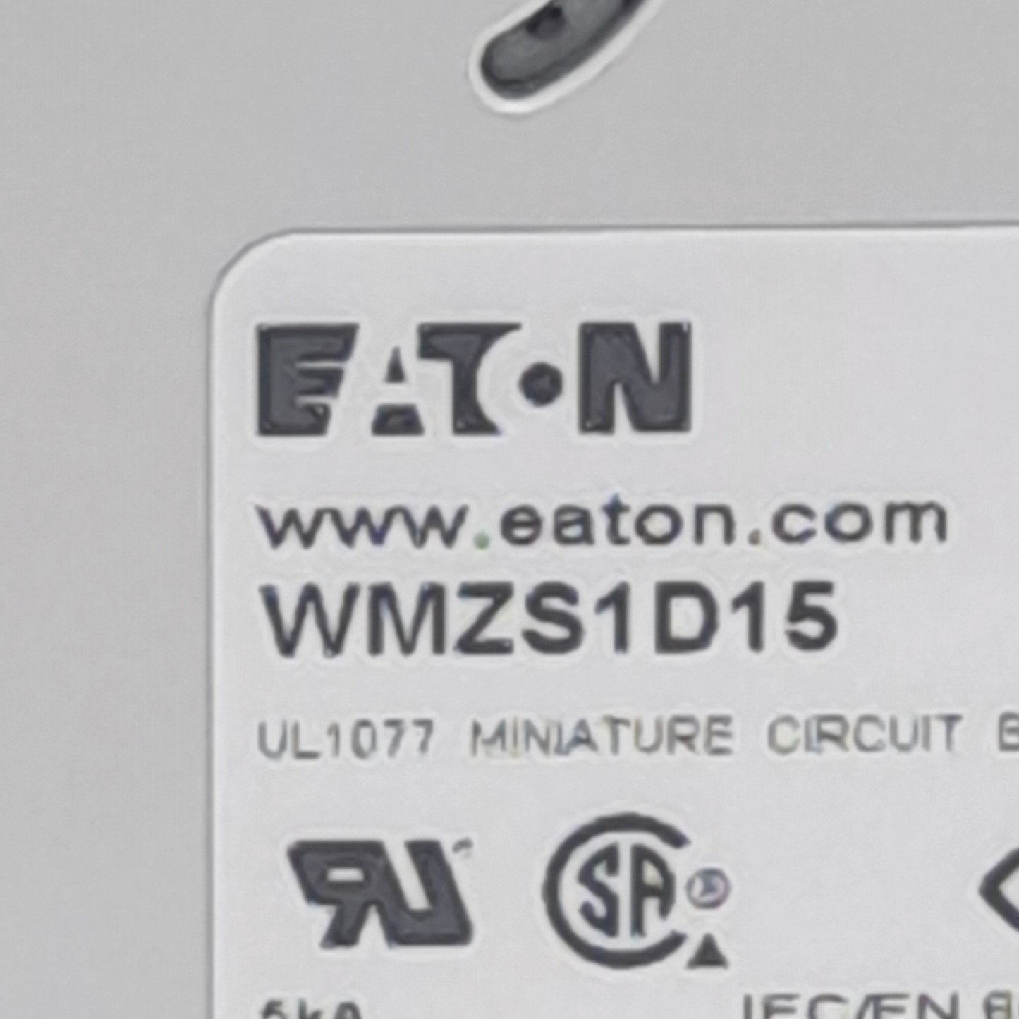 New Eaton WMZS1D15 Circuit Breaker, 15A, 277VAC, Single Pole Type D, DIN Rail Mount