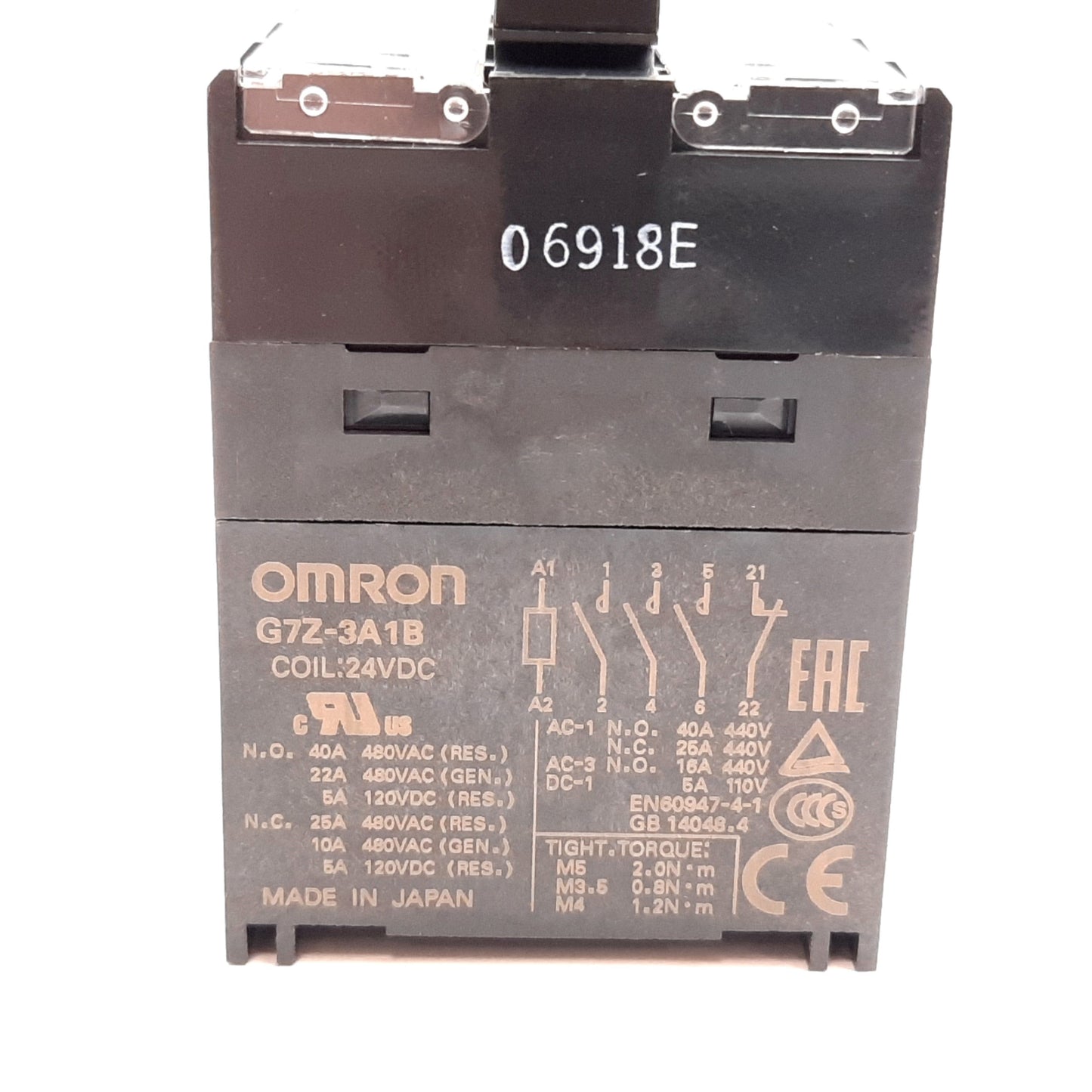 New Omron G7Z-3A1B-11Z-R Relay, 4-Pole 3x N/O 1x N/C, With Auxiliary Block N/O N/C