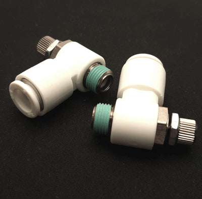 New – Open box Lot of 2 SMC AS2201F-01-08W2 Speed Control Fitting, Meter In, 1/8"RC to 8mm Tube