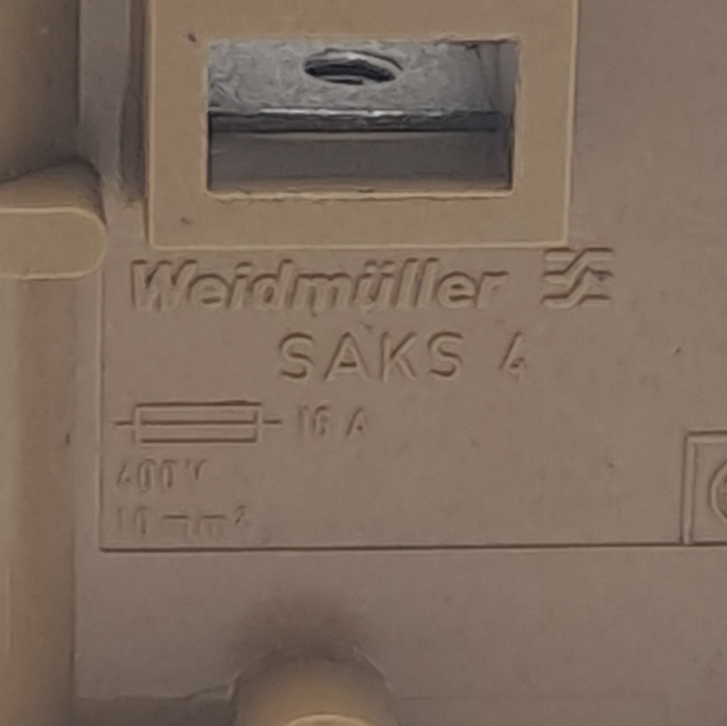 Used Lot of 4 Weidmuller SAKS 4 Terminal Block, Fits TS 32 DIN Rail, 16A, 400V