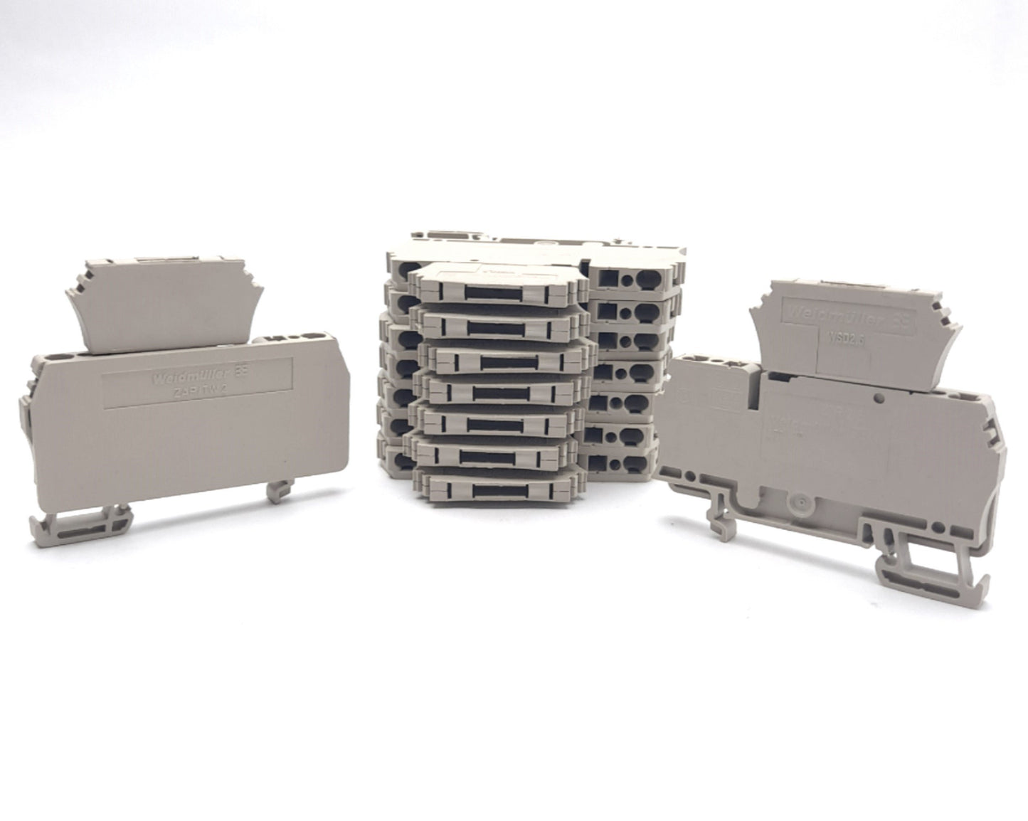 Used Lot of 9 WEIDMULLER ZTR 2.5 WSD 2.5 Terminal Block, 20A, 500V, DIN Rail Mounting