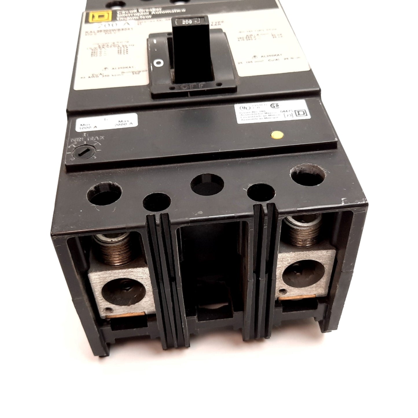 Used Square D KAL26200WB8041 Circuit Breaker, 2-Pole, Rating: 200A 600VAC 250VDC