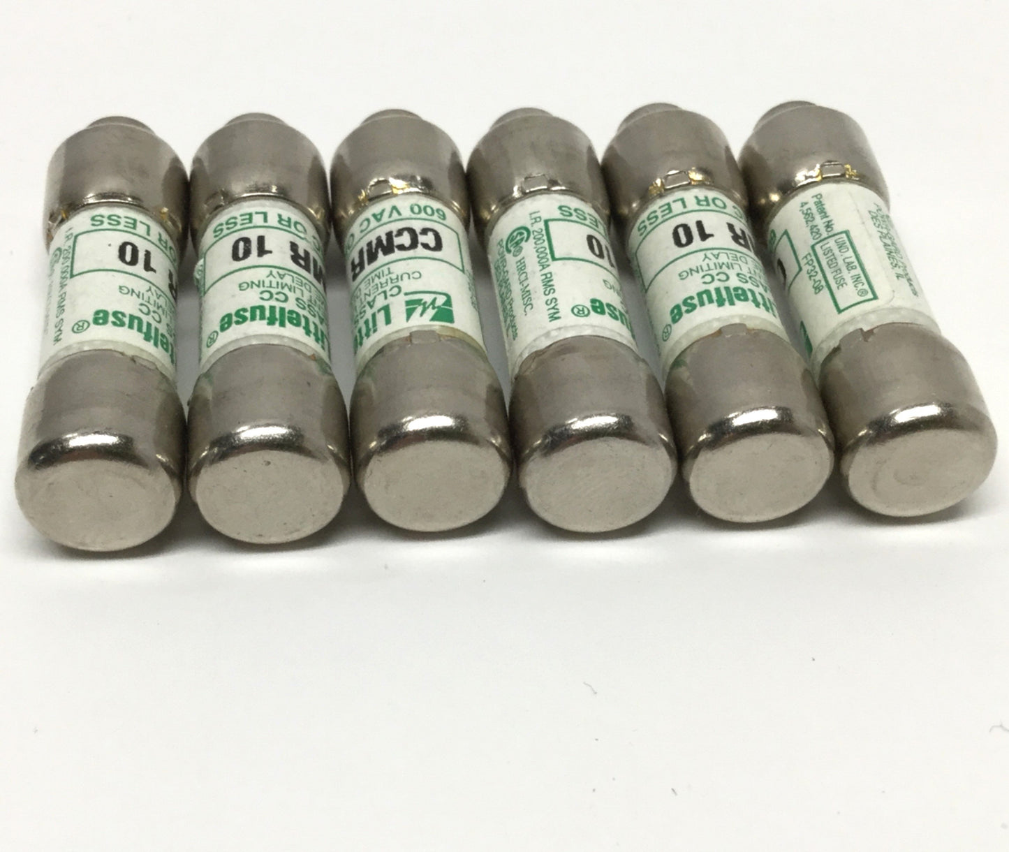 Used Lot of 6 Littelfuse CCMR10 Class CC Time Delay Current Limiting Fuses 10A 600VAC