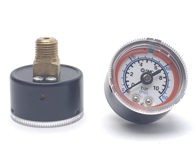 New – Open box Lot of 2 SMC G46-10-02-L-X216 Pressure Gauge, 150PSI Max, R1/4" Female Thread
