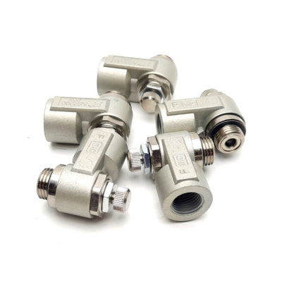 New – Open box Lot Of 5 SMC AS2200-G02-XG Pneumatic Flow Regulator, 1/4" R to 1/4" Rc F, 1Mpa