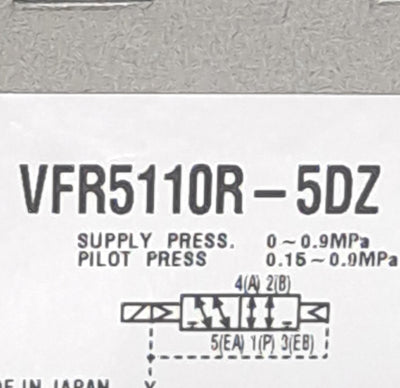 New SMC VFR5110R-5DZ 5 Port Solenoid Valve 24VDC Coil DIN Terminal 2 Position Single