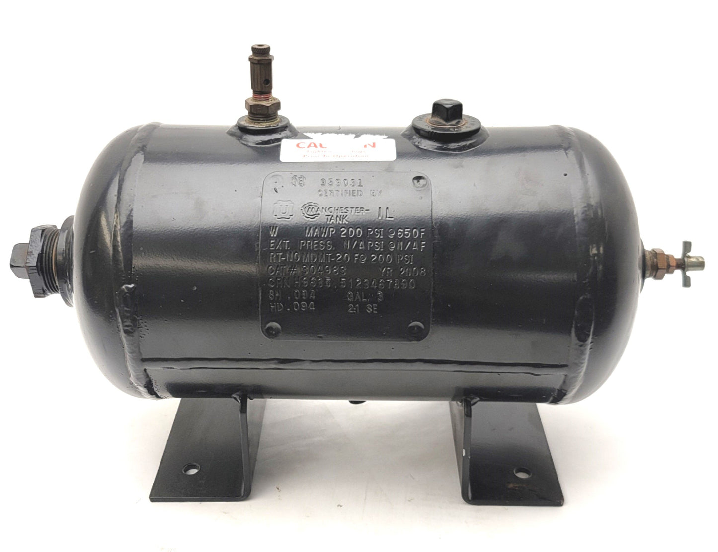 Used Manchester Tank 304983 Universal Horizontal Air Receiver, 3 Gallons, 200PSI