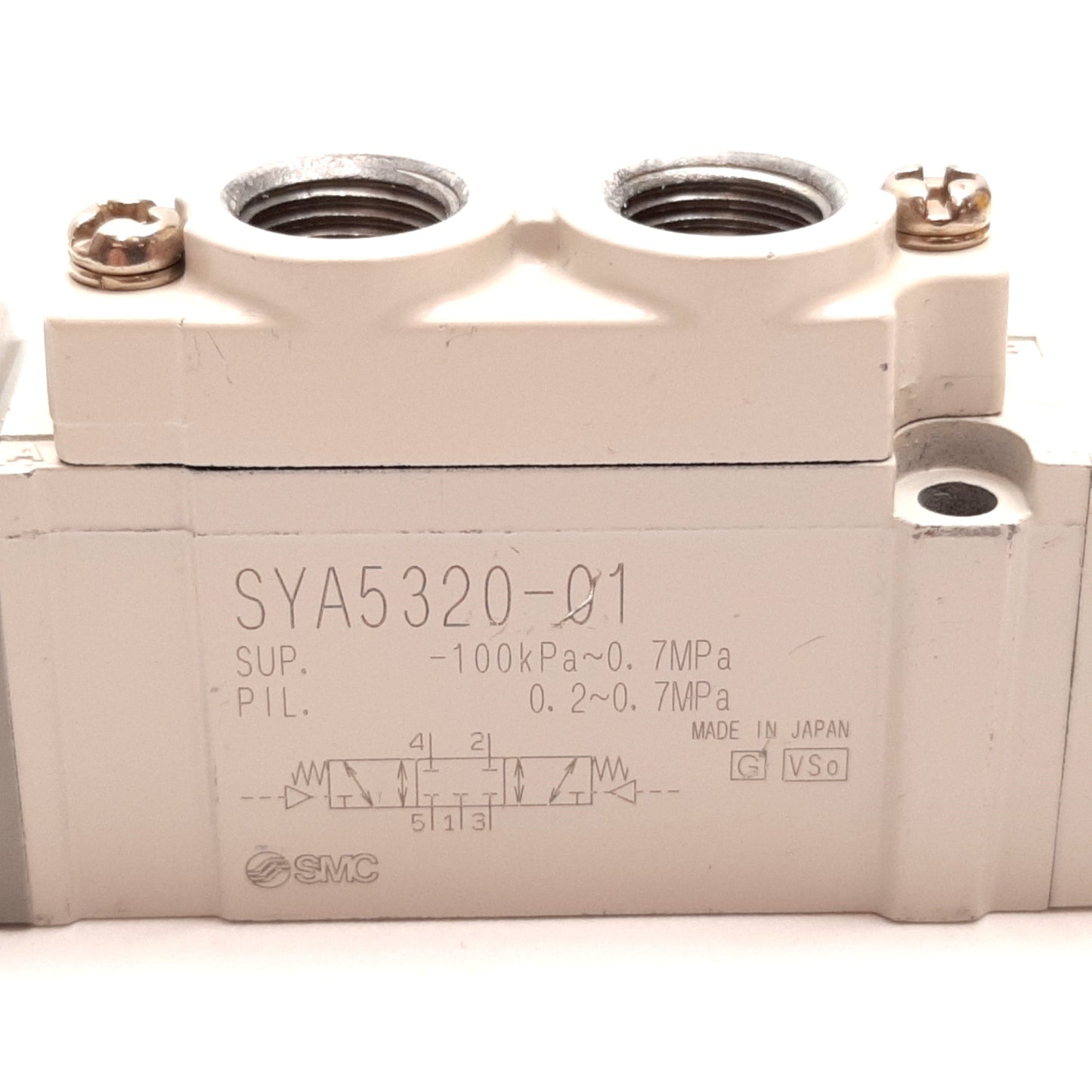 Used SMC SYA5320-01 Pilot Pneumatic Valve, 3-Position 5-Port, Closed Center, 0.7MPa