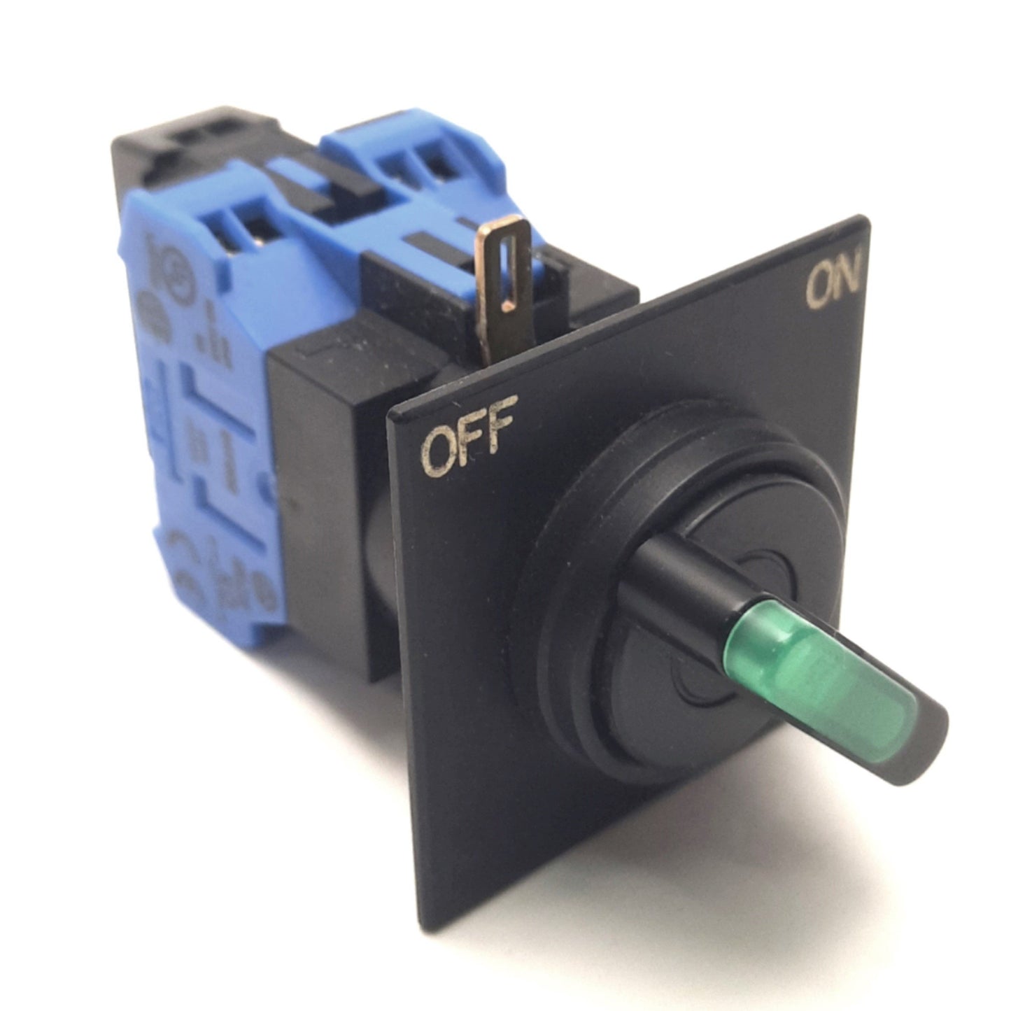 Used Idec HW1F-2P11Q4G Illuminated Selector, 2 NO, Green, 2-Pos, (On/Off) Legend