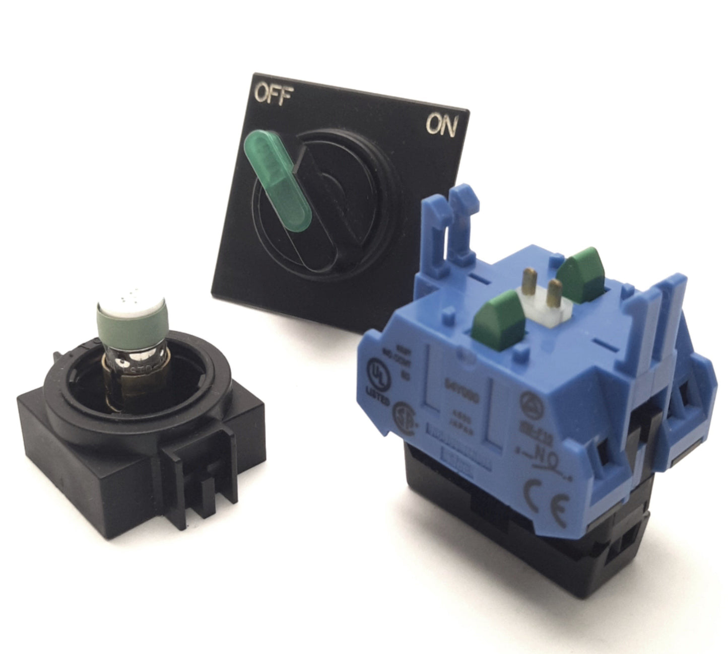 Used Idec HW1F-2P11Q4G Illuminated Selector, 2 NO, Green, 2-Pos, (On/Off) Legend