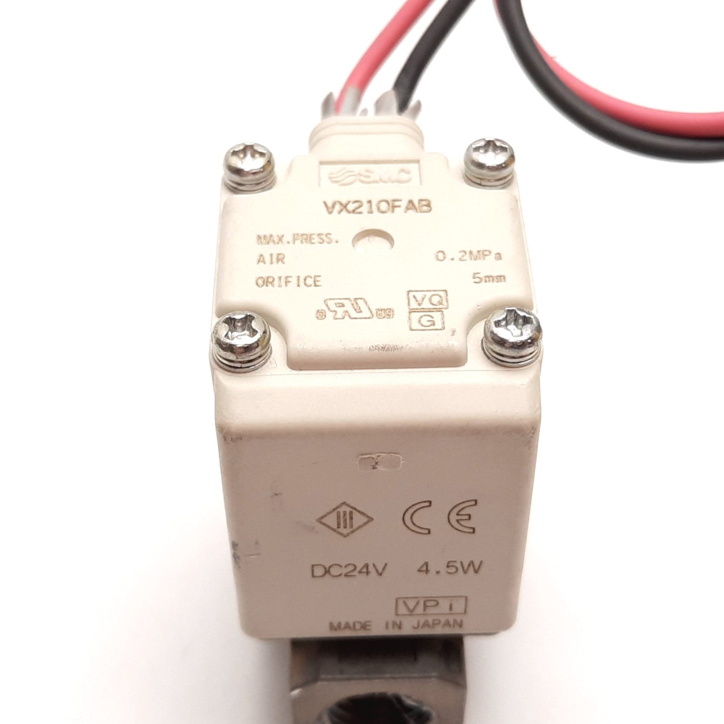 Used SMC VX210FAB Solenoid Valve, Voltage: 24VDC, Pressure: 0.2MPa, Ports: 1/4" NPT