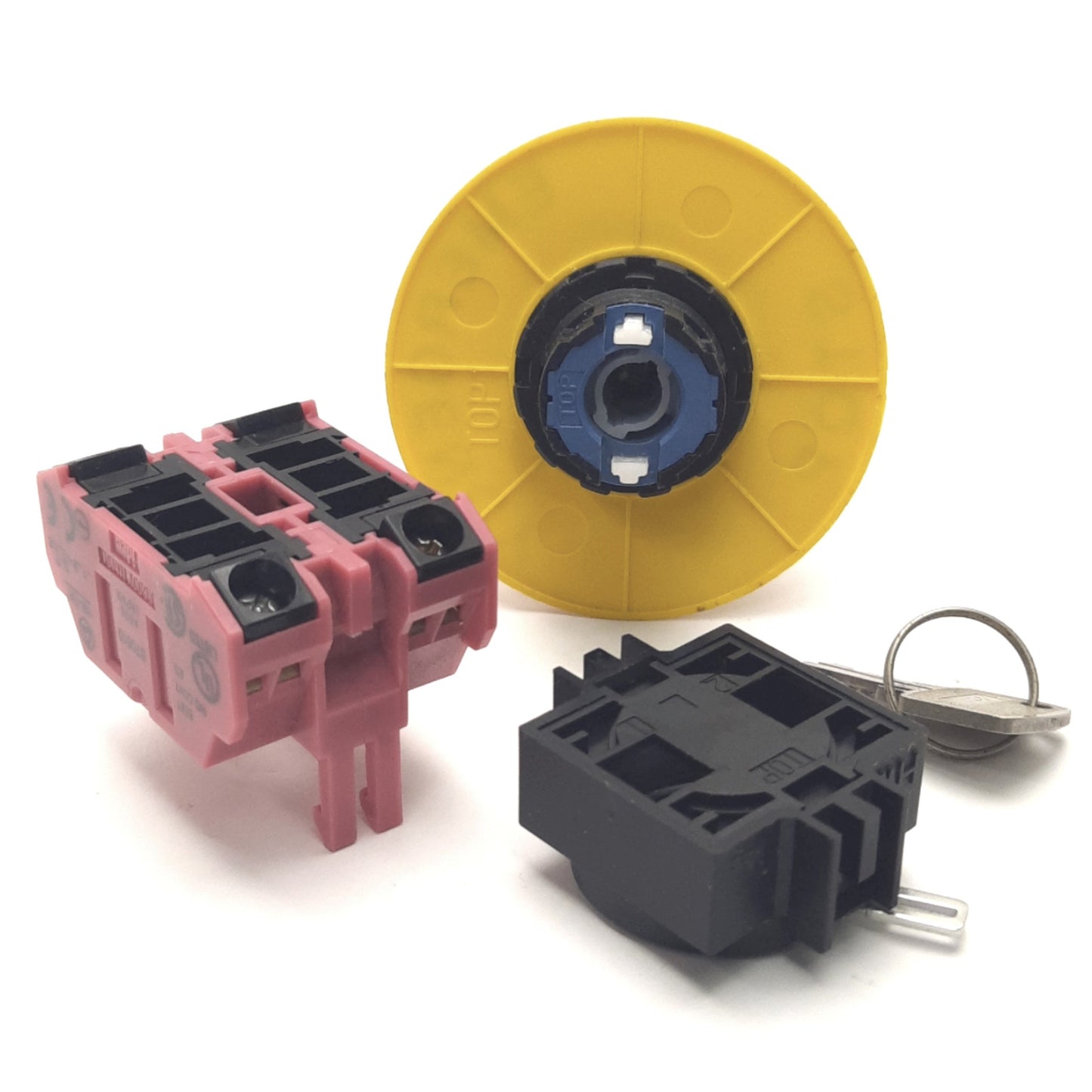 Used Idec HW1B-X4F02-R E-Stop Switch, 40mm, Key Reset, 2NC, (Emergency Stop) Legend