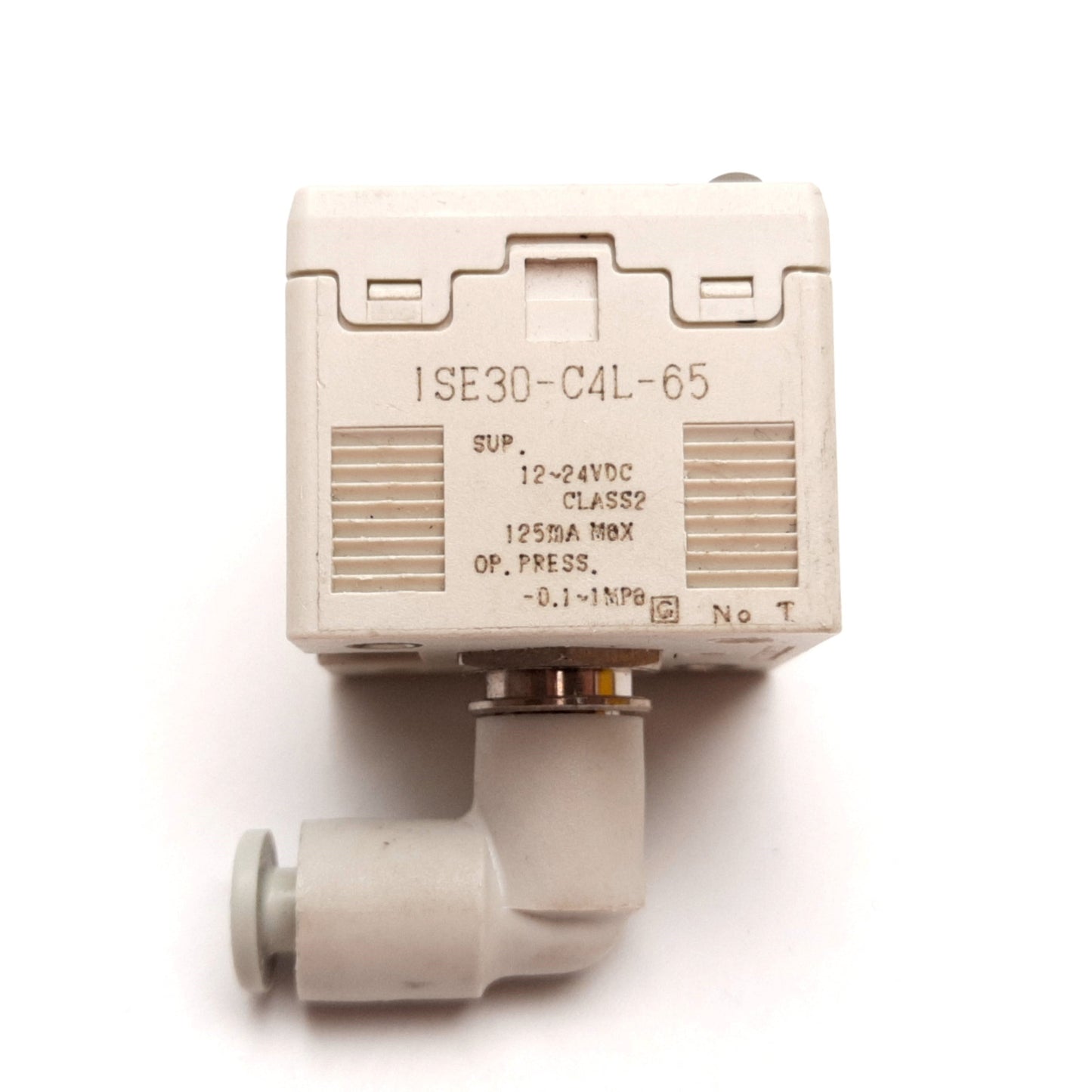 Used SMC ISE30-C4L-65 Pressure Switch, -0.1 to 1.0MPa, 12-24VDC, 4mm Push Connect