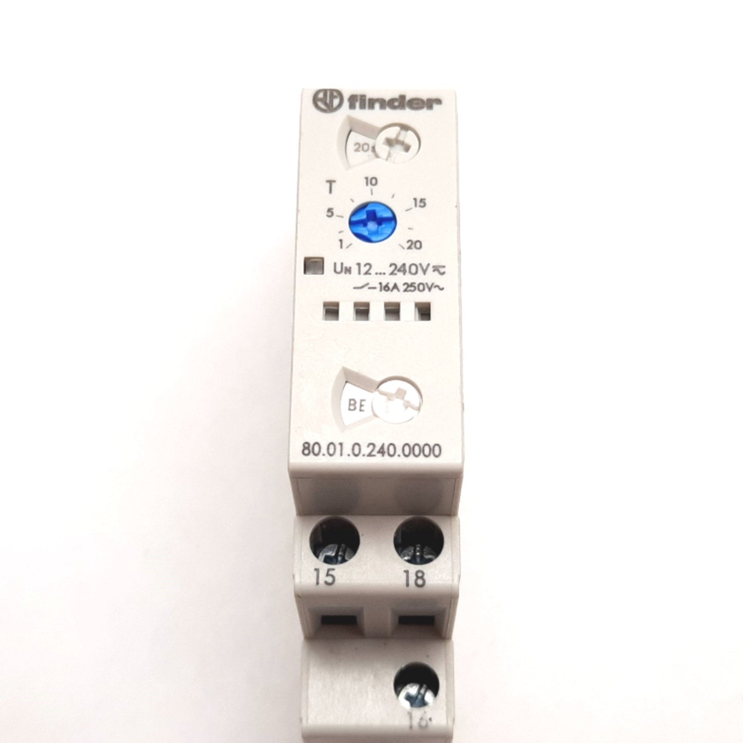 Used Finder 80.01.0.240.0000 Time Delay Relay, SPDT, 0.1sec to 24hrs, 12-240VAC/DC