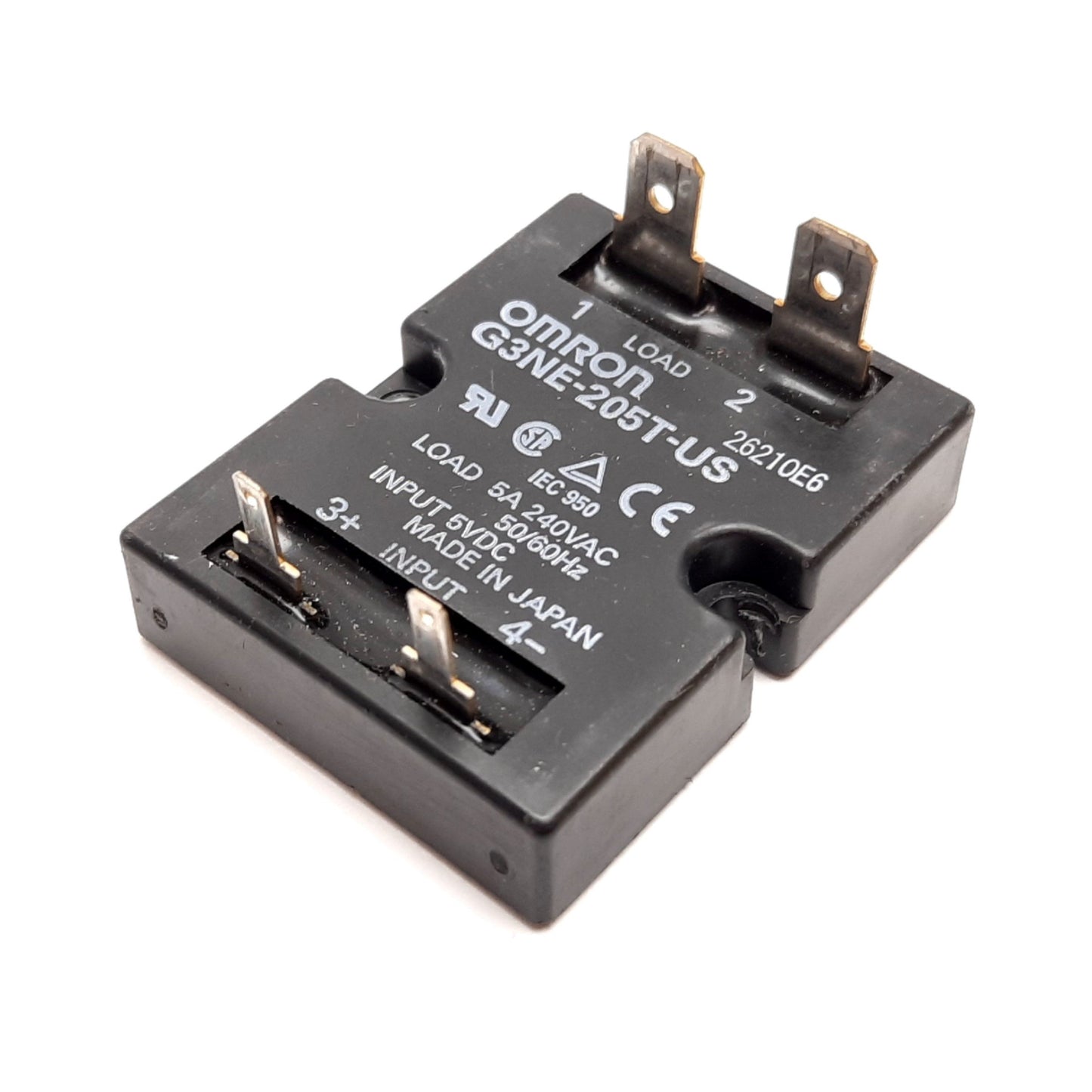 Used Omron G3NE-205T-US Solid State Relay, Control: 5VDC, Contact: 240VAC 5A