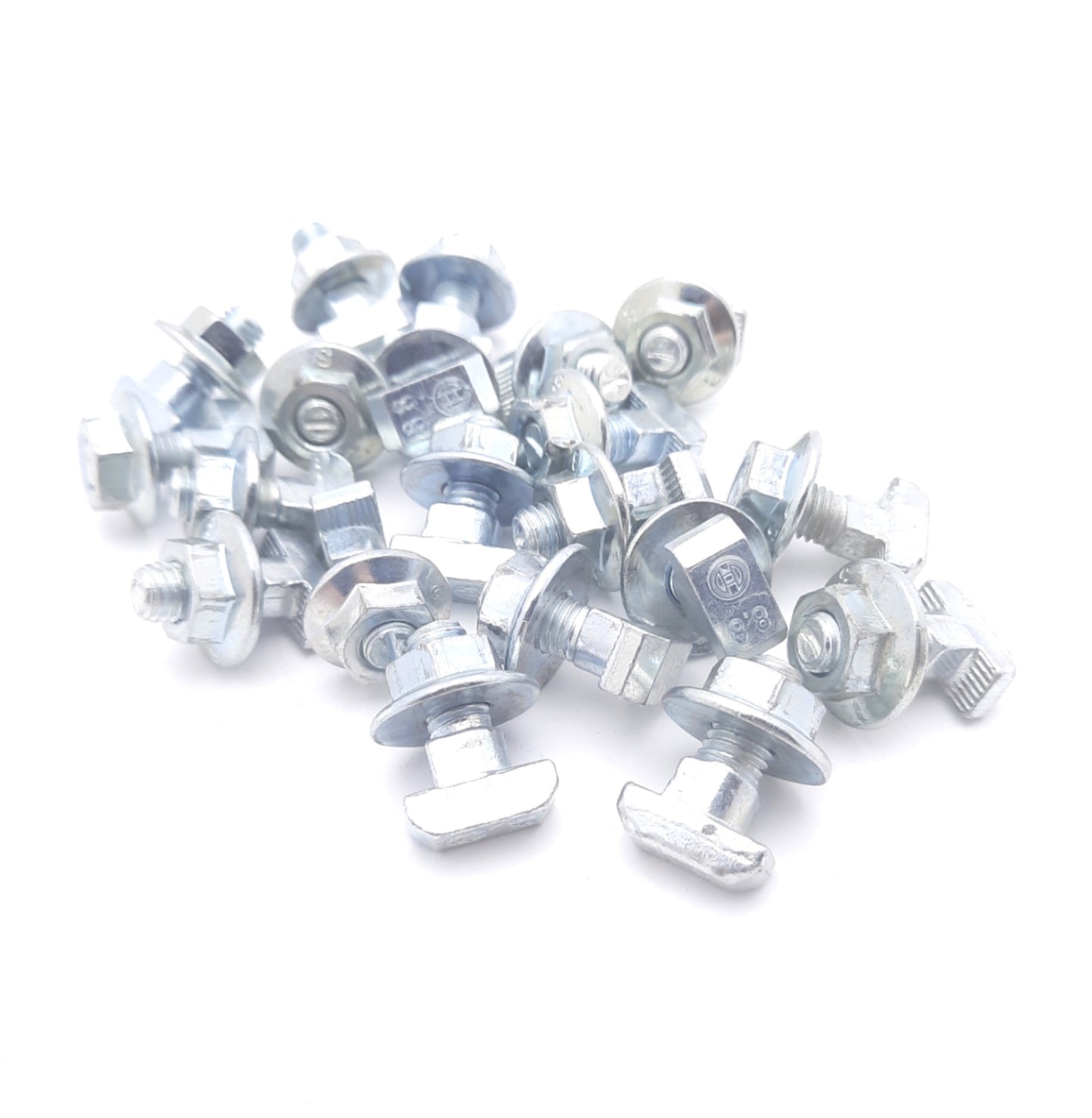 Used Lot of 20 Bosch Aluminum Extrusion T Bolt & Nut 10mm T-Slot M8 x 1.25 13mm Long