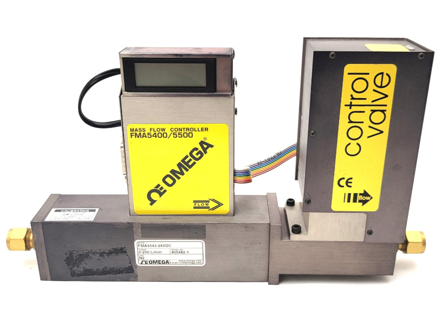 Used Omega FMA5543-24VDC Mass Flow Controller With Control Valve 0-200l/min, 24VDC