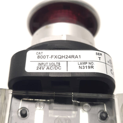 Used Allen-Bradley 800T-FXQH24RA1 LED Illuminated E-Stop Push/Pull, Red, 1NO 2NC