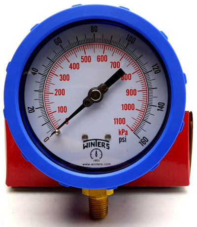 New – Open box Winters PCC605C-4Y Pressure Gauge, 1/4" NPT M Bottom, 0~160Psi Max, 4" Face
