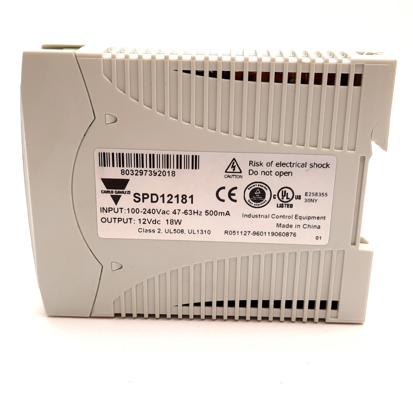 Used Carlo Gavazzi SPD12181 Power Supply, Input: 100-240VAC, Output: 12VDC 1.5A 18W