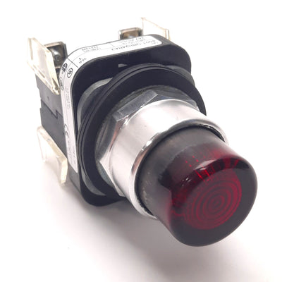 Used Allen Bradley 800T-QBH24RA2 Illuminated Pushbutton, Extended, Red, 2NO,24v AC/DC