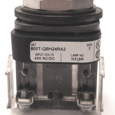 Used Allen Bradley 800T-QBH24RA2 Illuminated Pushbutton, Extended, Red, 1NC,24v AC/DC