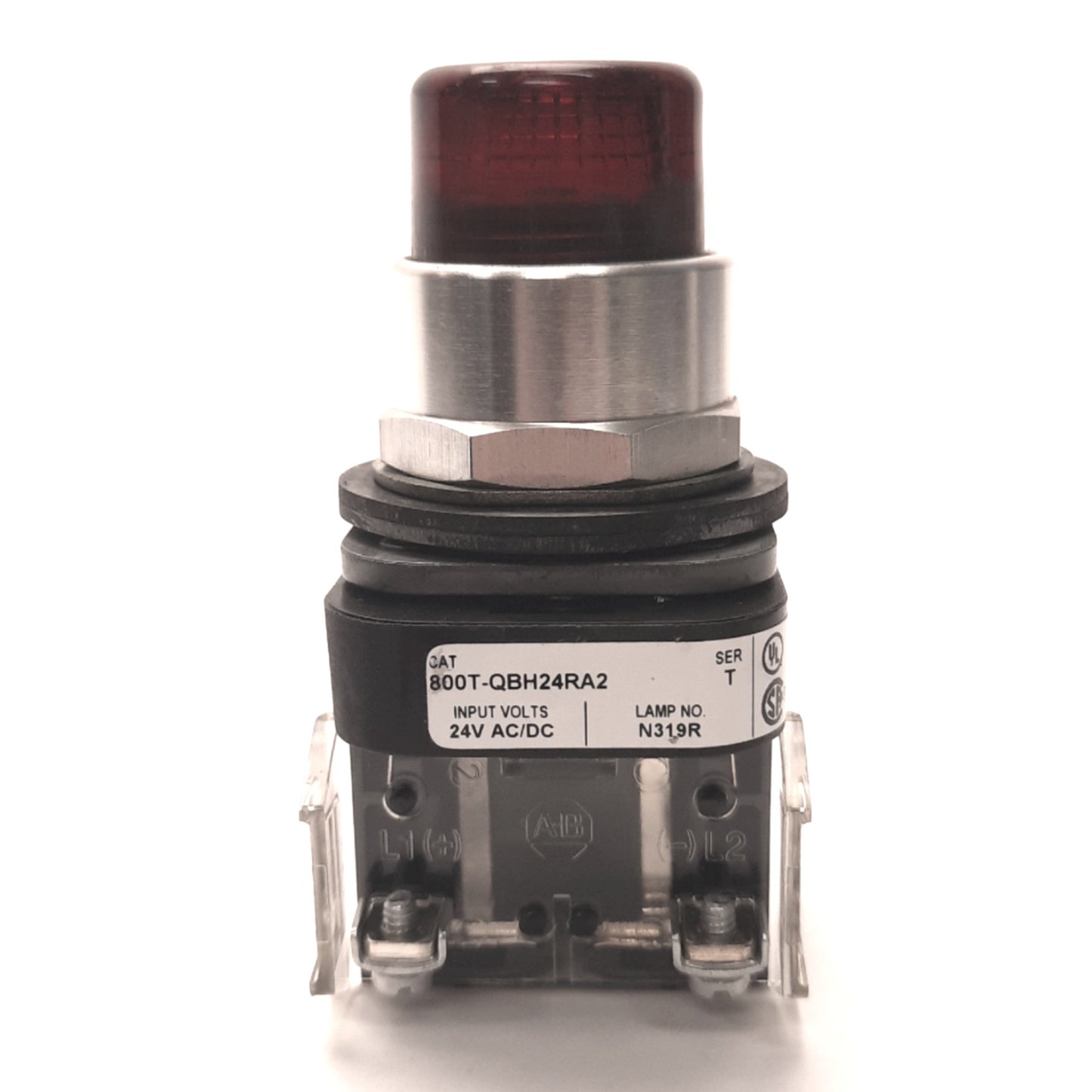 Used Allen Bradley 800T-QBH24RA2 Illuminated Pushbutton, Extended, Red, 1NC,24v AC/DC