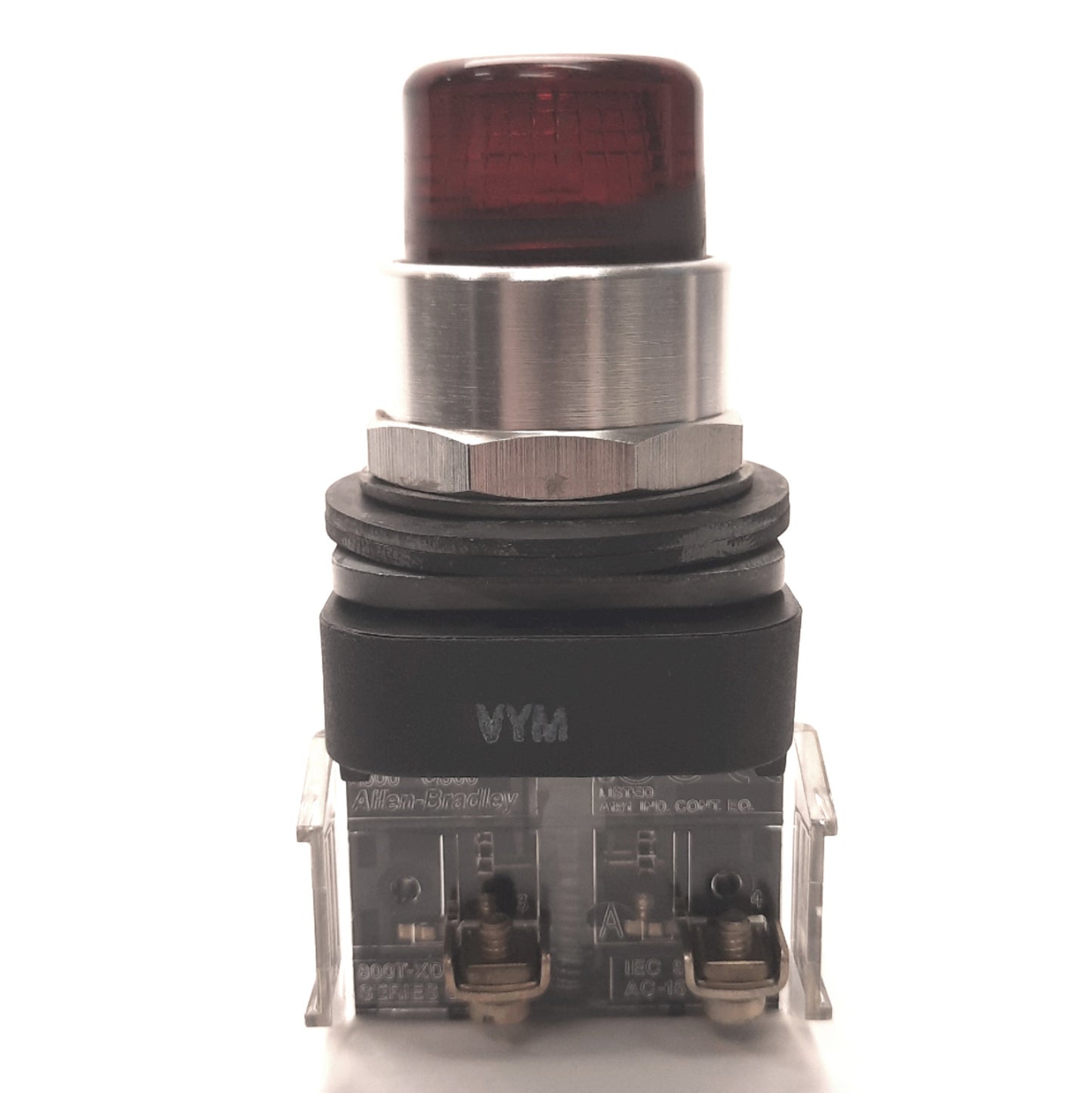 Used Allen Bradley 800T-QBH24RA2 Illuminated Pushbutton, Extended, Red, 1NC,24v AC/DC