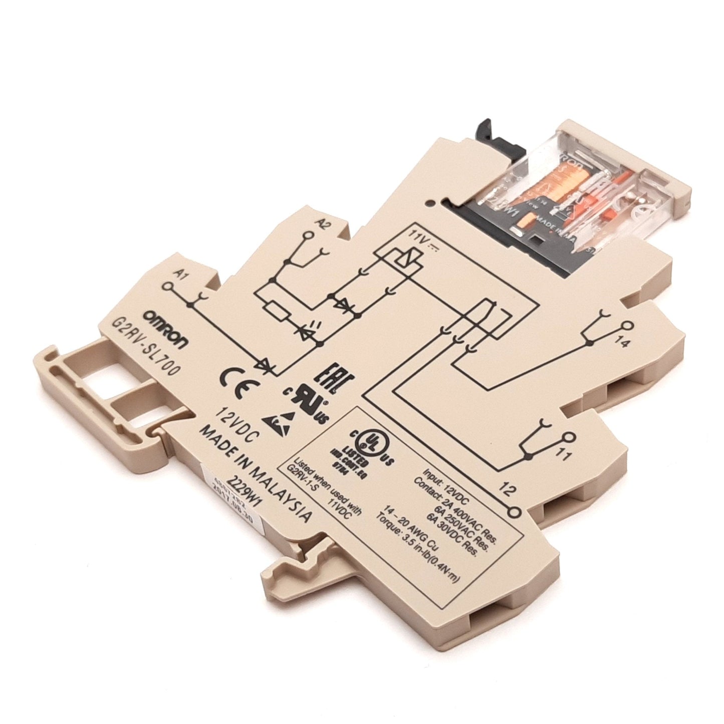 New Omron G2RV-SL700 Relay, SPST, Coil: 11VDC, Contact: 6A 250VAC 30VDC, W/ Socket