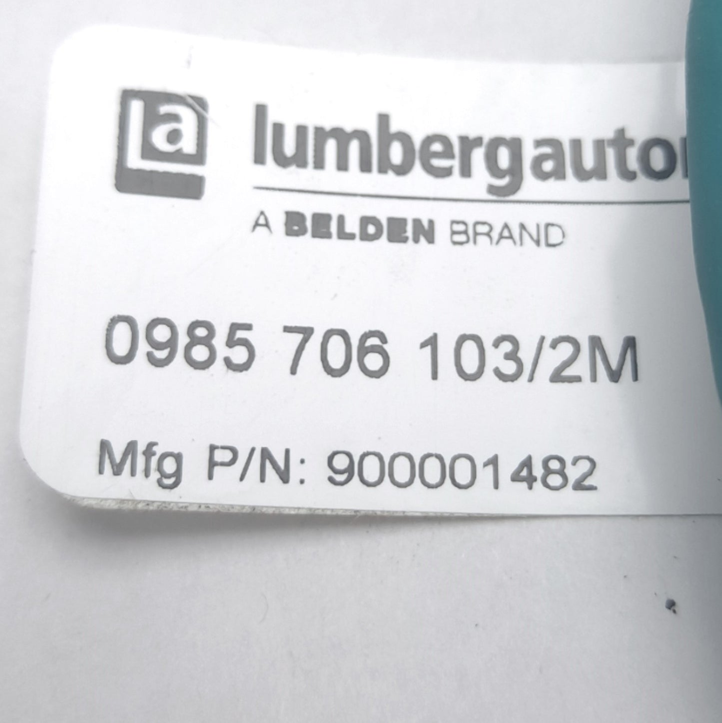 Used Lumberg Automation 0985 706 103/2M Cat 5E Ethernet Cable, RJ45 to M12, Cable 2M