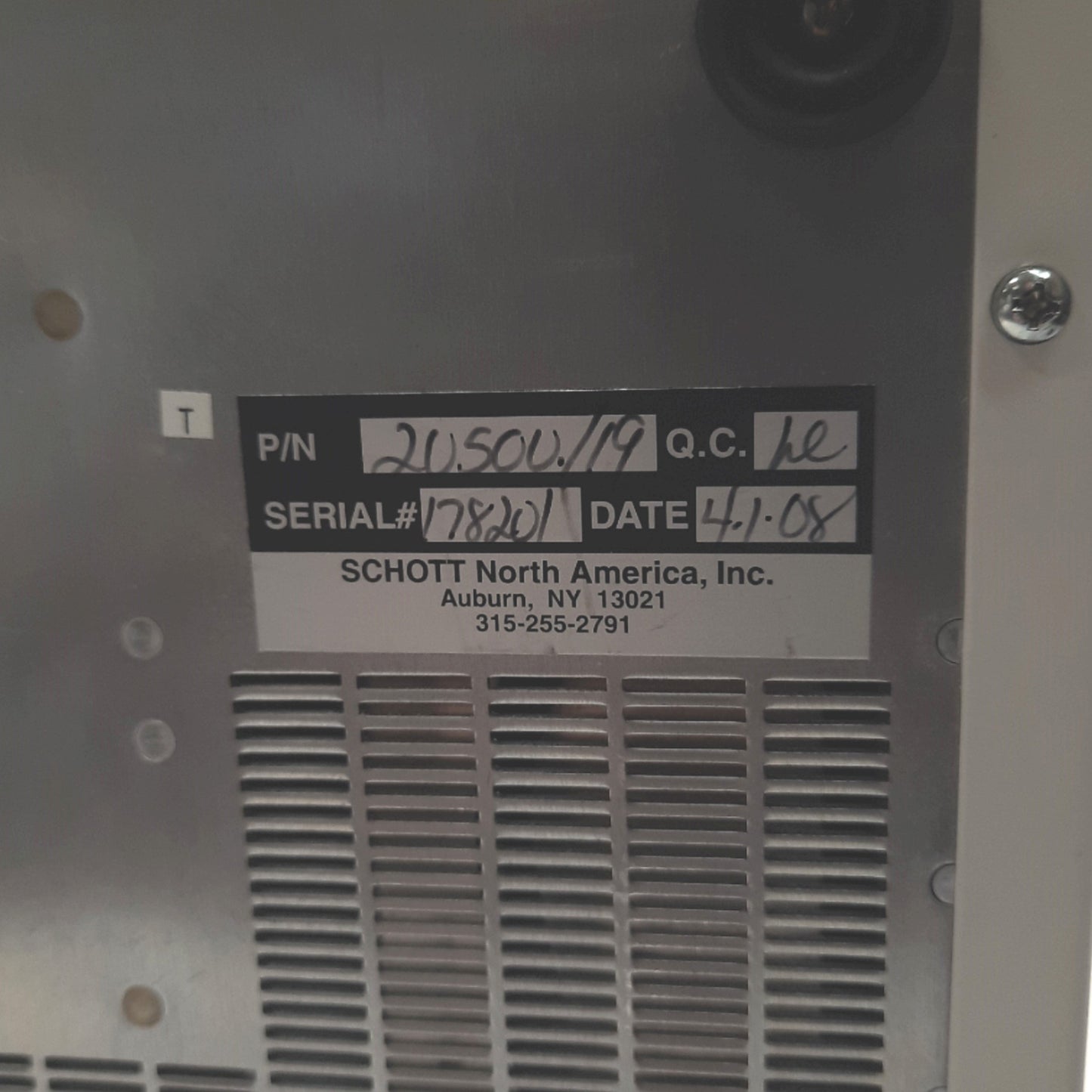 Used Micro-Tech Schott 20500 ACE I Fiber Optic Light Source Illuminator EKE Lamp 150W, 115VAC