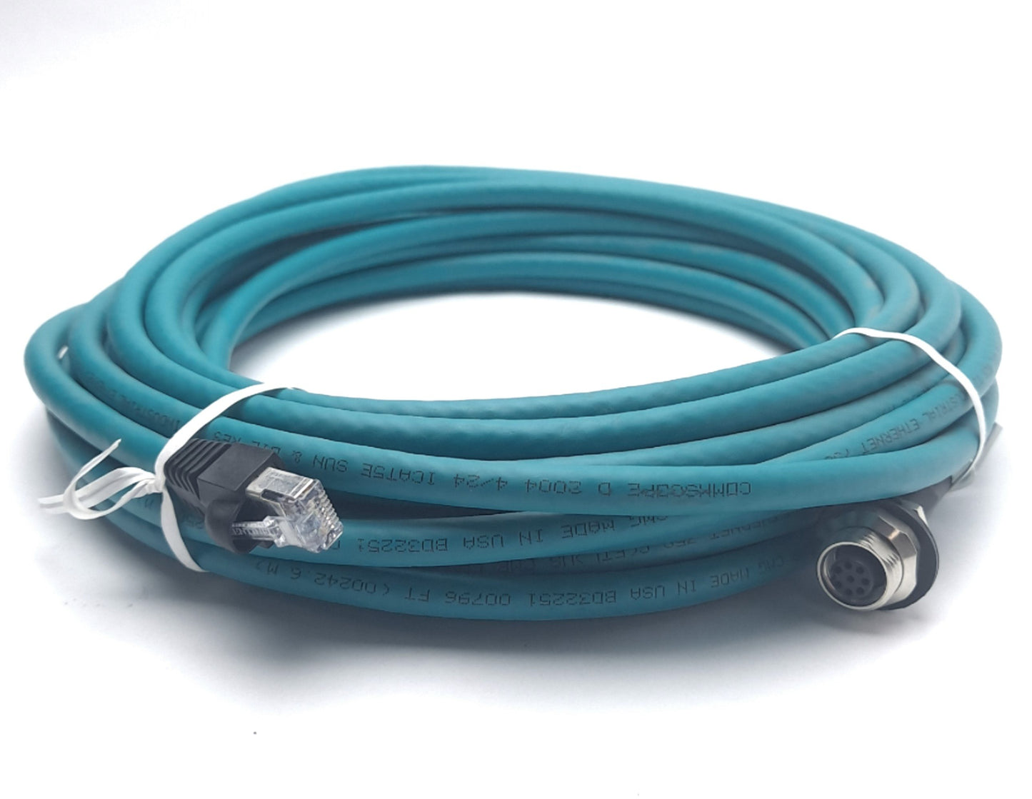 Used Lumberg Automation 0985 656 104/10M EtherNet Cat 5e Cable, M12 Female to RJ45