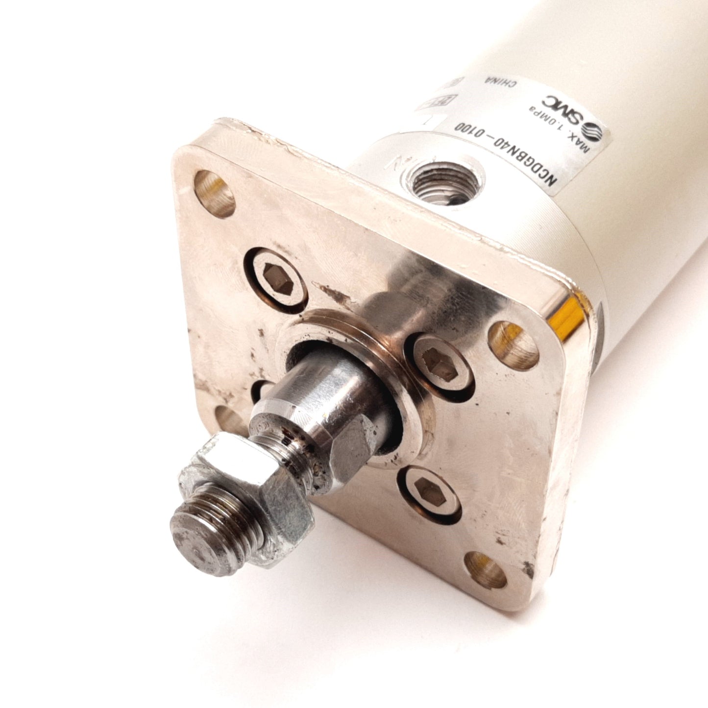 Used SMC NCDGBN40-0100 Pneumatic Cylinder, Bore: 40mm 1.5", Stroke: 1", 1.0MPa