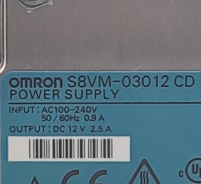 New Omron S8VM-03012 CD Power Supply, 30W, 100-240VAC 50/60Hz Input, Out: 12VDC 2.5A