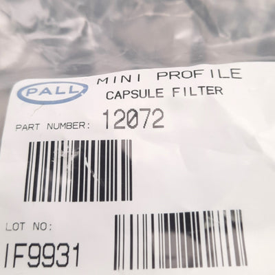 New – Open box Pall 12072 Mini Profile Capsule Filter 13mm Hose Barb, 5µm, 6.5Bar.g 50C Max