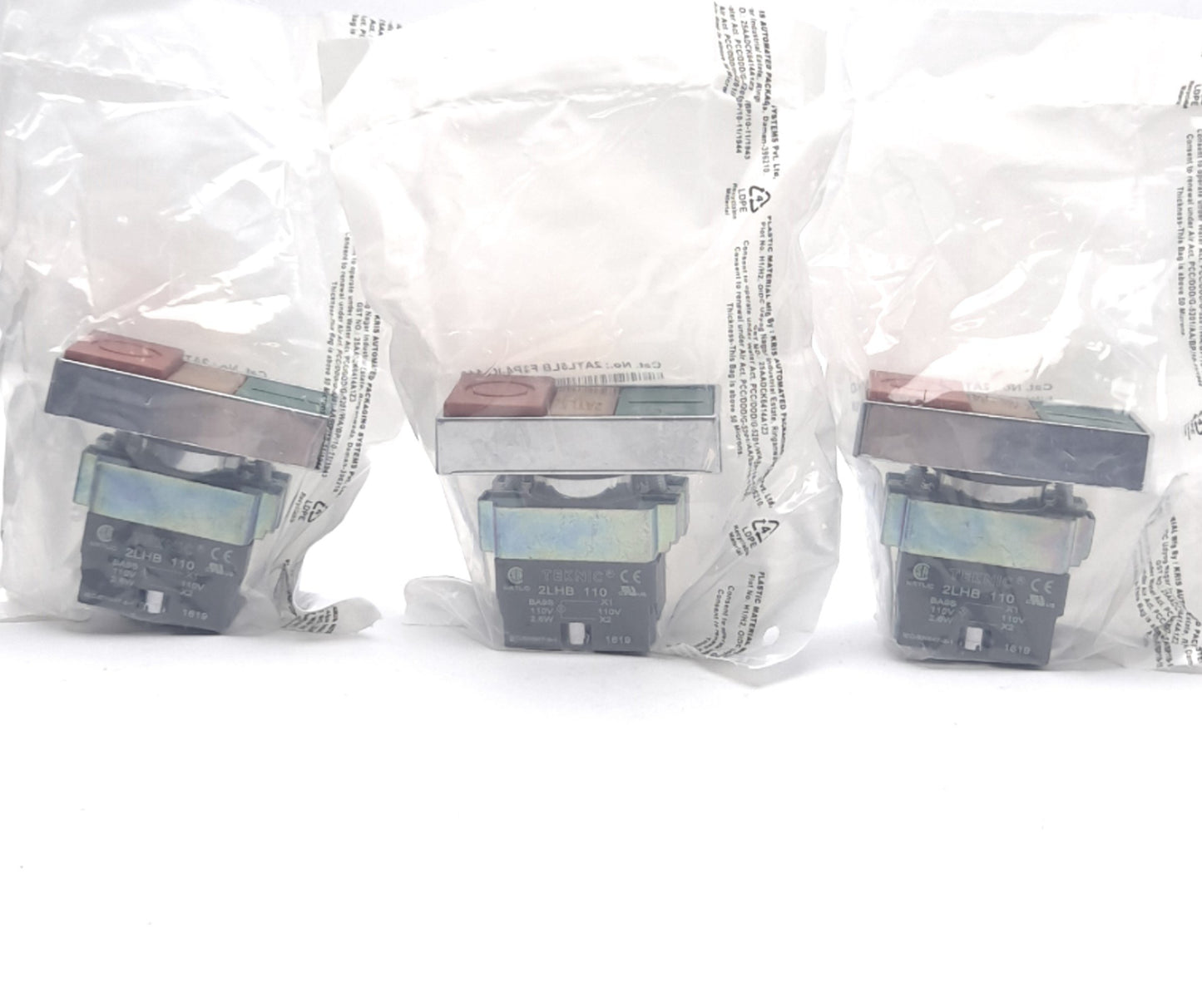 New Lot of 3 Altech 2ATL5LB F3P4-IO-110 Twin Push Button Switch 110VDC/AC 15mA