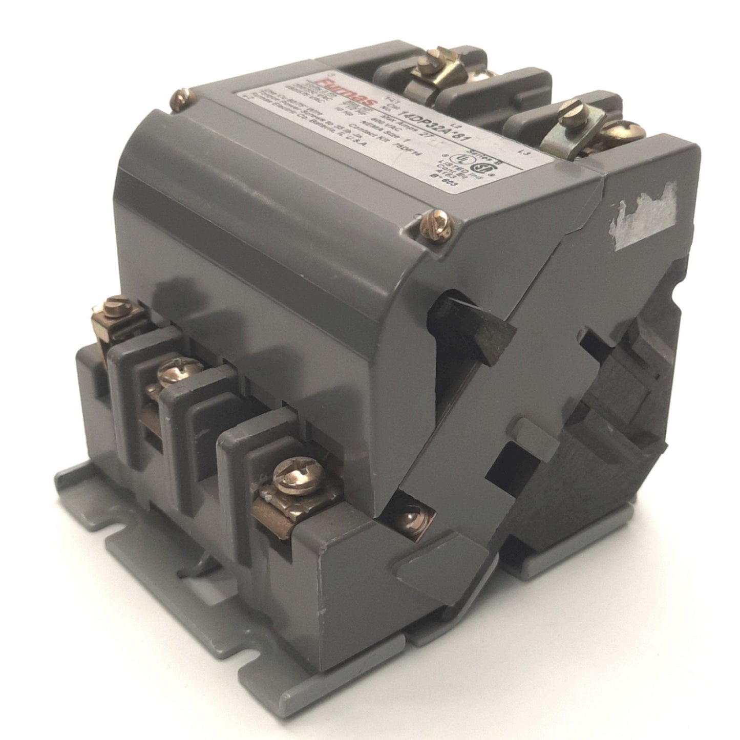Used Furnas 14DP32A*81 Starter 3 Phase, 27A 600v AC, 10HP, NEMA Size 1, 240/480v Coil