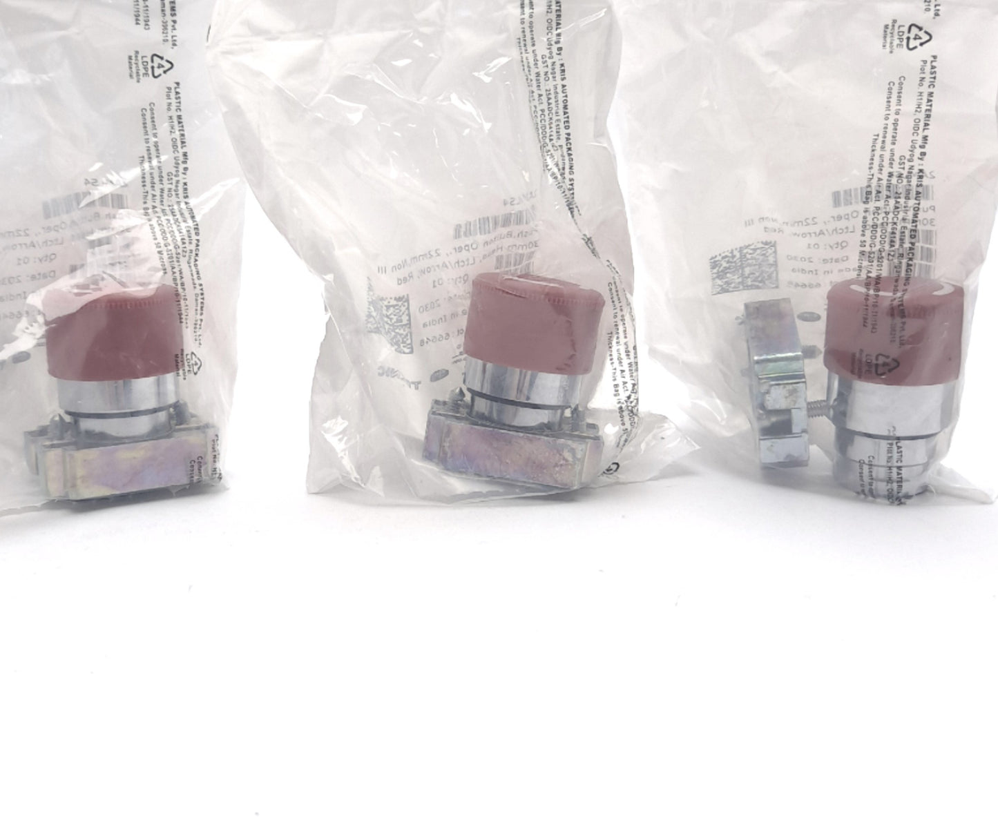 New Lot of 3 Altech 2AMLS4 Red Push Button 22.5 Cutout Button Dia 30mm Push Turn