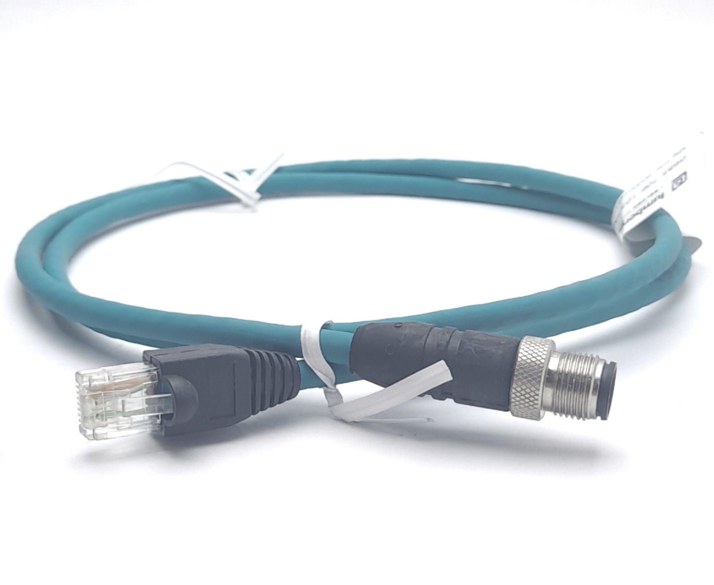 Used Lumberg Automation 0985 706 103/1M Cat 5E Ethernet Cable, RJ45 to M12, Cable 1M