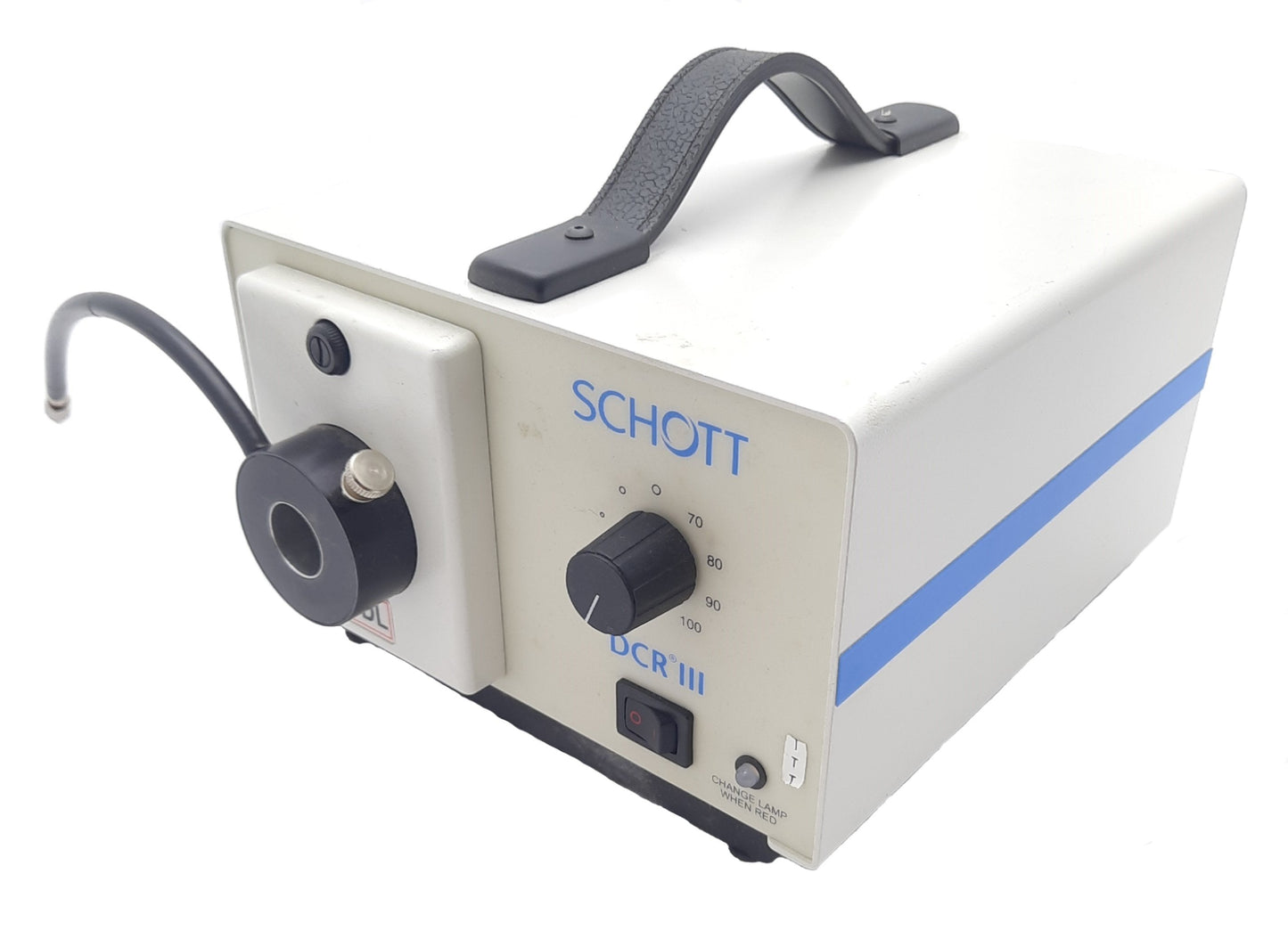 Used Schott 20800 DCR III Fiber Optic Light Source 18mm Out EKE Lamp 150W, 90-265 VAC