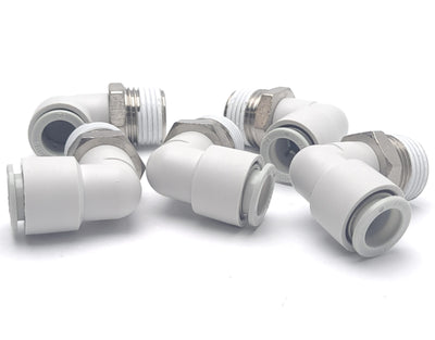 New Lot of 5 SMC KQ2L12-04S-X2 One-Touch Male Elbow Fitting, ø12 Tubing, 1/2R Port