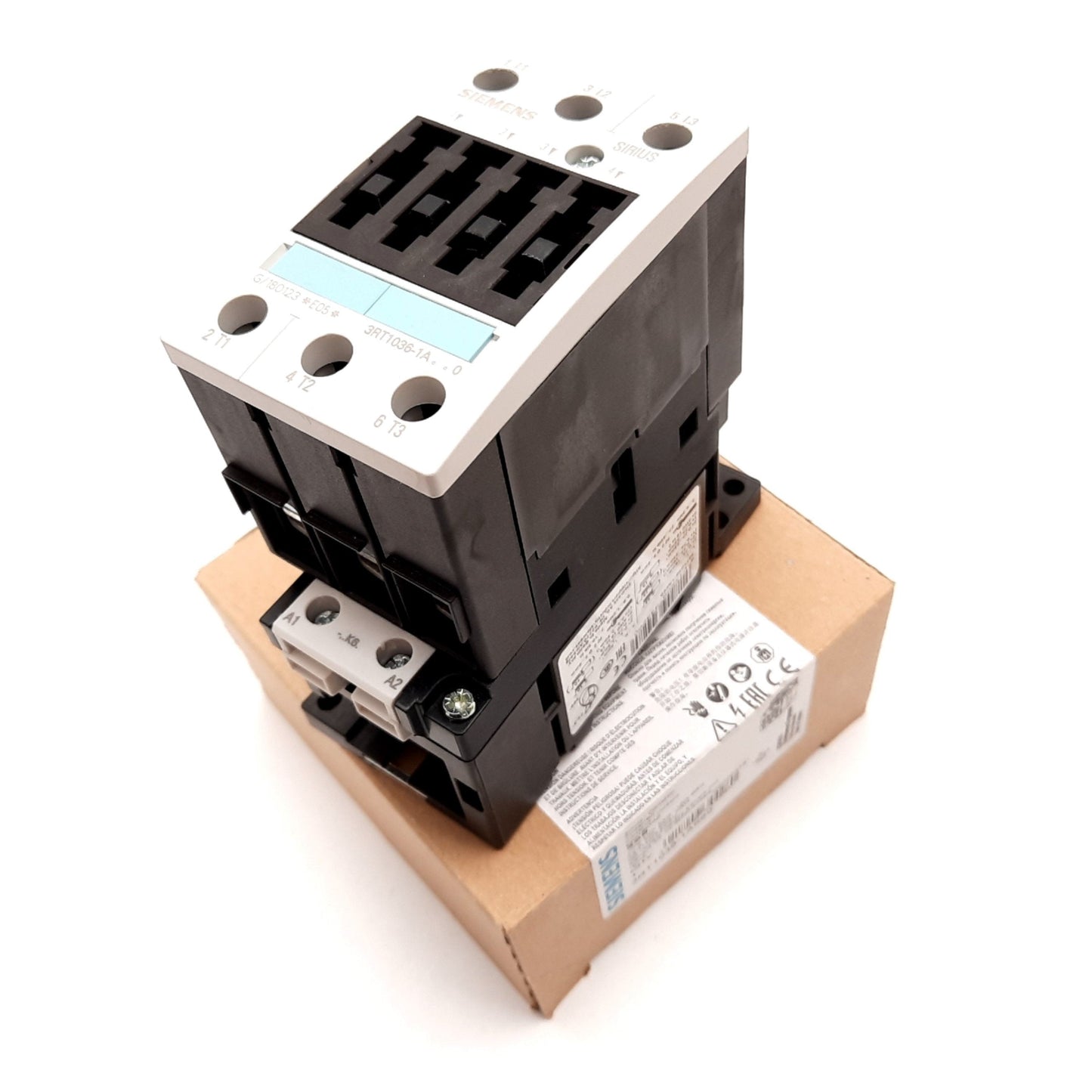 New Siemens 3RT1036-1AK60 Contactor, 3-Pole, Coil: 110/120VAC, Rating: 50A 600VAC