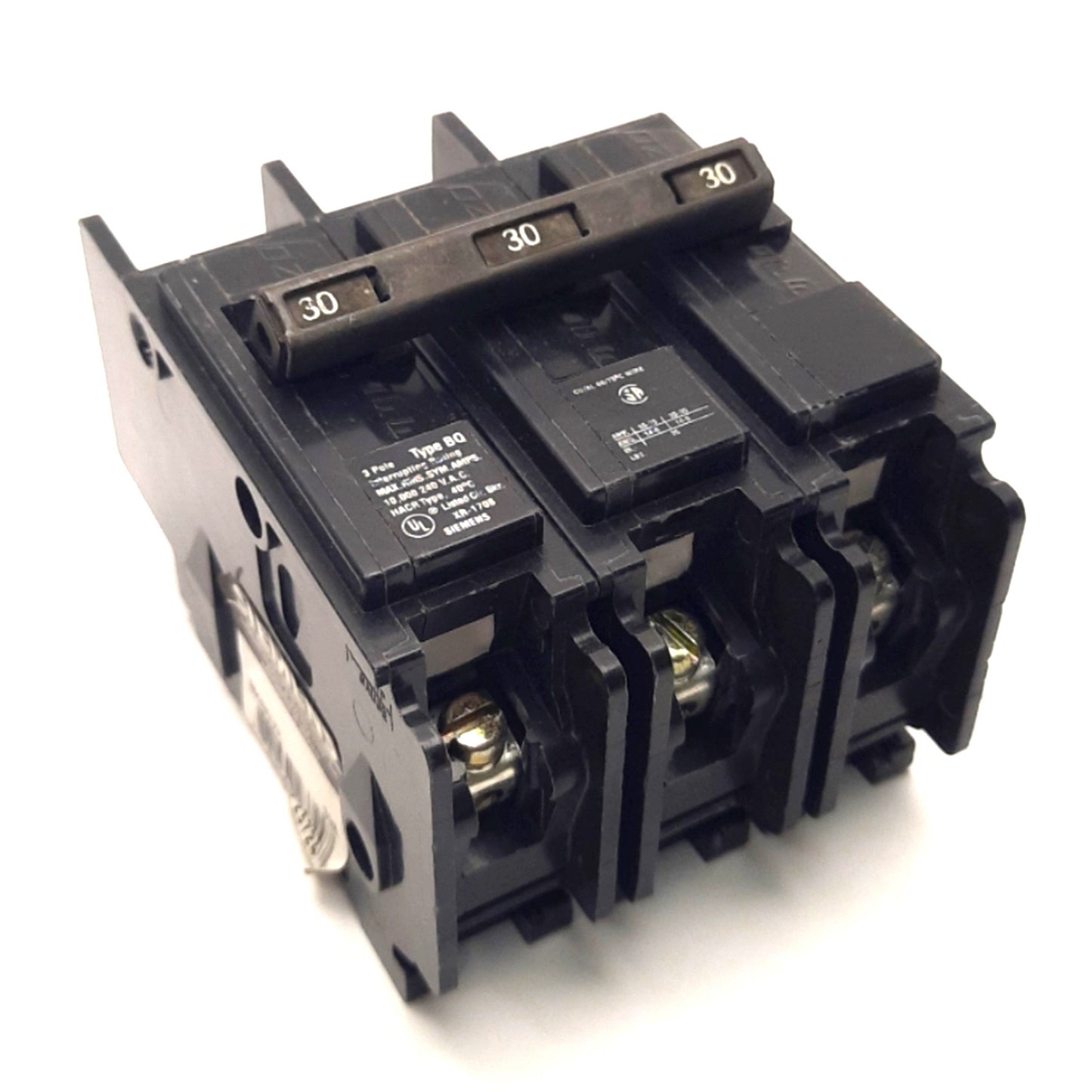 Used Siemens BQ3B030L Circuit Breaker, 3 Poles, 240V AC,30A, 10kA Max