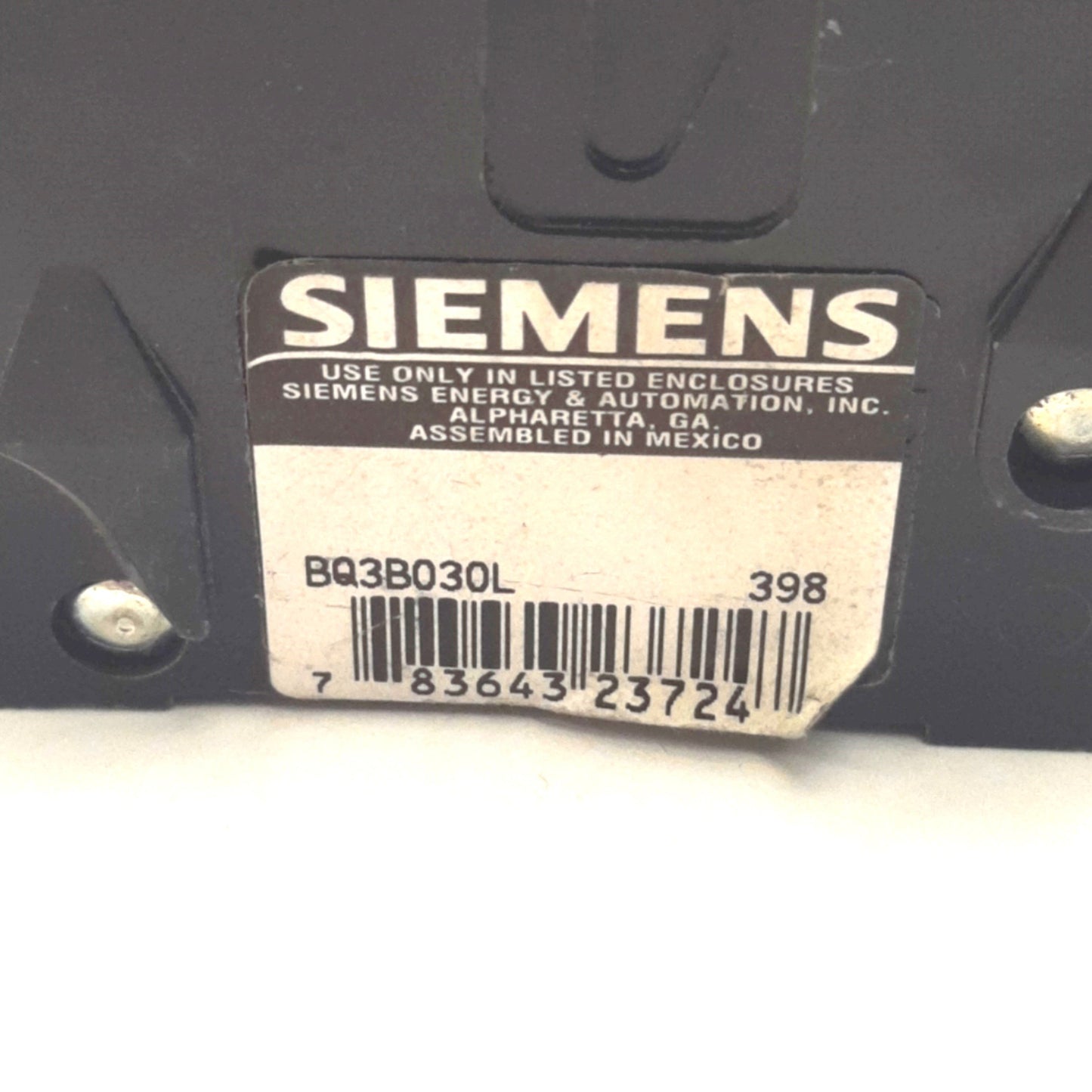 Used Siemens BQ3B030L Circuit Breaker, 3 Poles, 240V AC,30A, 10kA Max