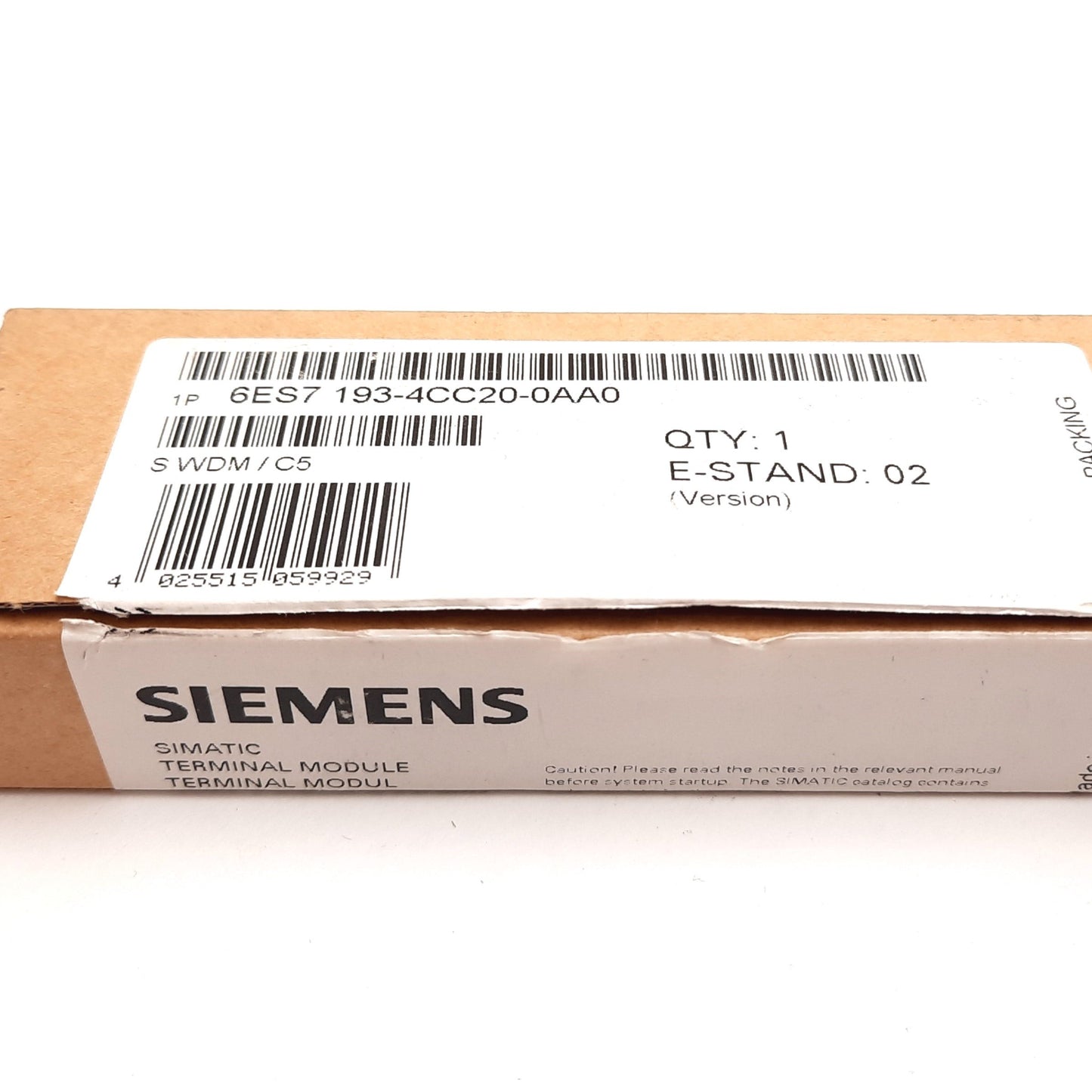 New Siemens 6ES7 193-4CC20-0AA0 Simatic Terminal Base E-Stand Module, DIN Rail