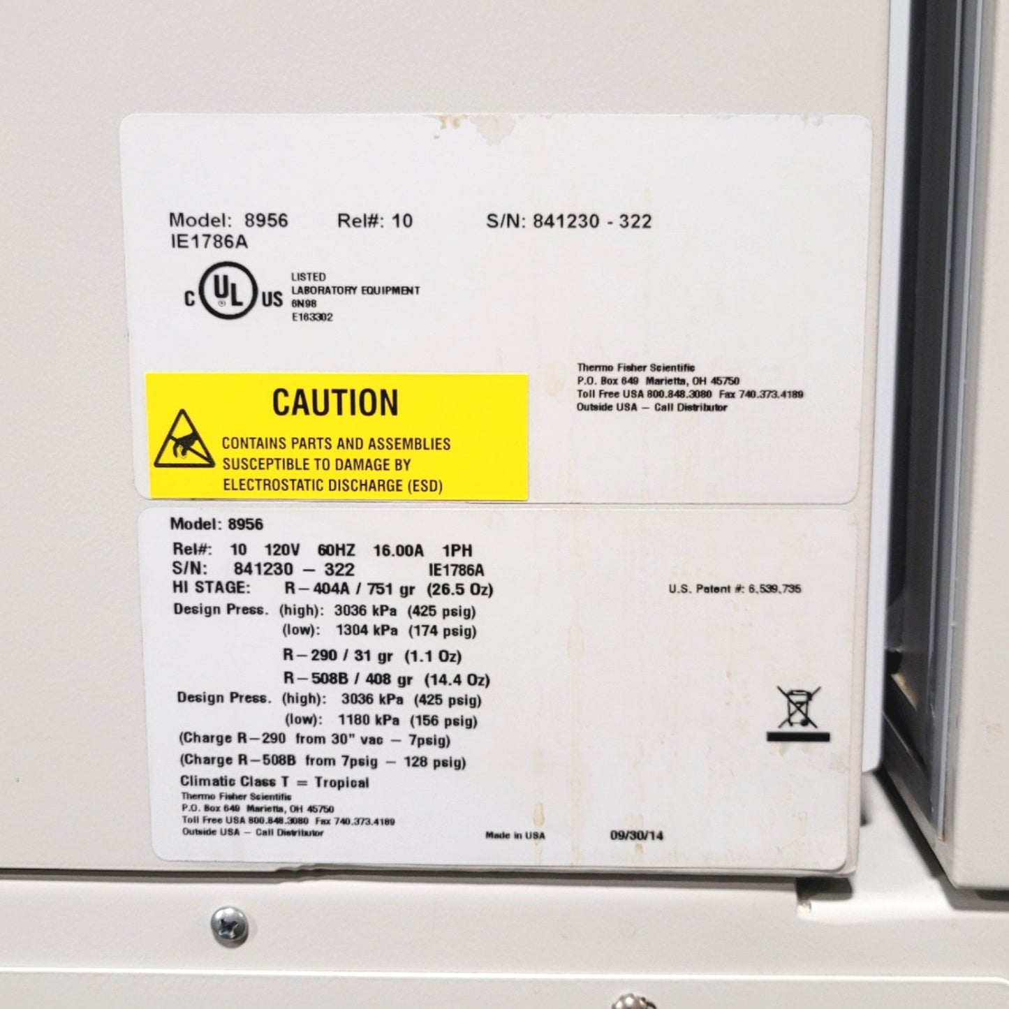 Used Fisher Scientific 8956 Isotemp Ultra Low Temp Upright Freezer -86°C 17CuFt 115V