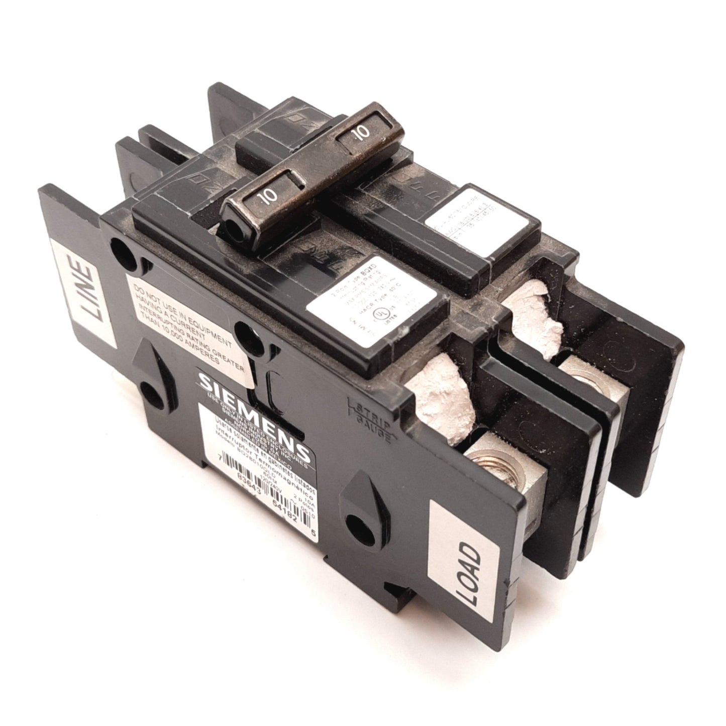 Used Siemens BQ2D010QLD Circuit Breaker, HACR Type, 2-Pole, Rating: 10A 120/240VAC