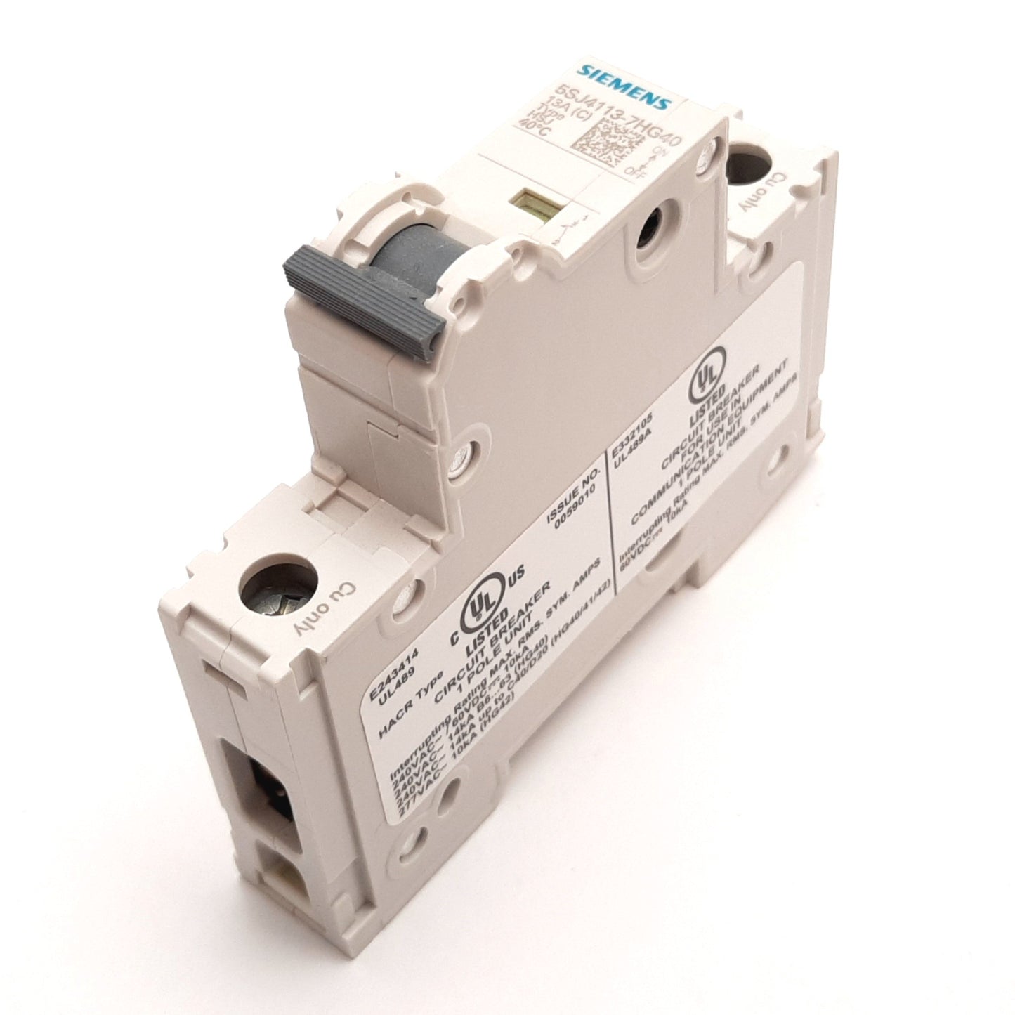 New Siemens 5SJ4113-7HG40 Circuit Breaker, 1-Pole, C-Curve, Rating: 13A 240VAC 60VDC